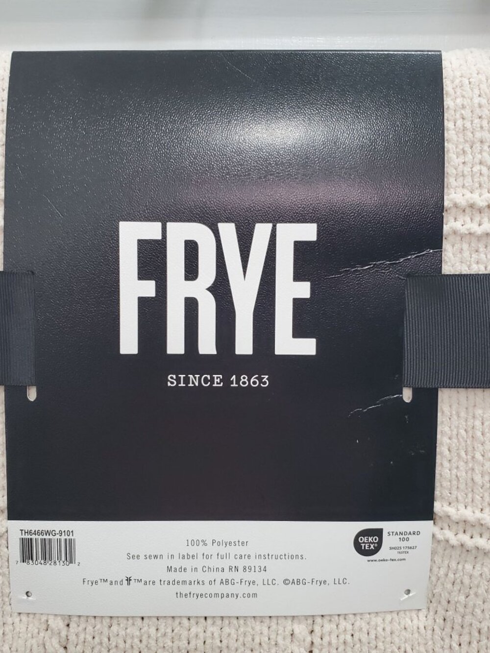 FRYE Oversized Block Knit Throw Cream OKEO Tex All Season Blanket NWT 50"x70" - Picture 5 of 8